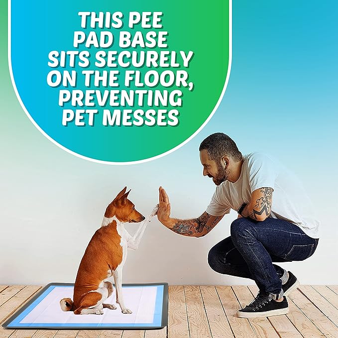 TidyFriend Dog Pee Pad Holder Tray Fits for 24” x 36” Wee Wee Pee Pads - Stable Grip, Raised Edges, Quick-Wipe Silicone Surface Dog Potty Tray Holder for Indoor Flooring Protection (Grey)