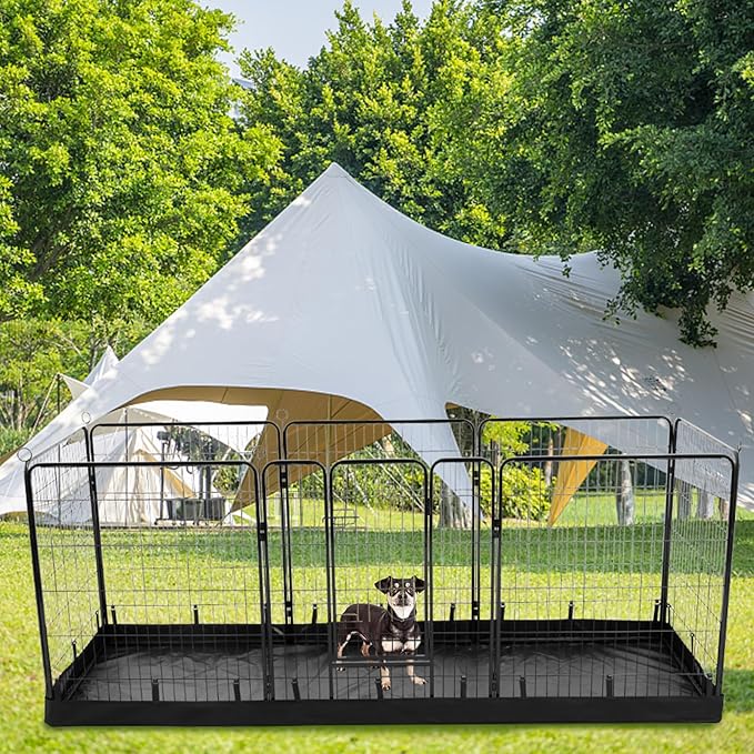 PJYuCien Rectangle Dog Playpen Bottom Pad - Fits 8 Panels 32"" Width Metal Dog Playpen -32""x96"" Size 600D Oxford Cloth Waterproof Playpen Bottom Pad (Note: Only Bottom Pad, No Playpen!!!), Black