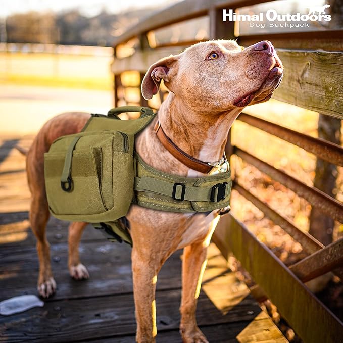 Himal Outdoors Dog Backpack & Saddle Bag, Tactical Hiking Backpack for Large Dogs with Side Pockets & Adjustable Strap