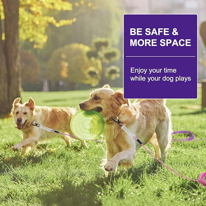 Snagle Paw 10FT Tie Out Cable for Dogs-1000LBS Break Strength,Heavy Duty Dog Leads for Yard with Shock Absorbing Spring & Swivel Hook,Dog Leash Cable for Outside,Dog Line Tether for Small Large Dogs