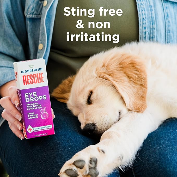 Wondercide Rescue - Eye Drops and Wash for Pets - Relief for Dogs and Cats from Allergies, Itchy Red Irritated Eyes, Discharge - with Pure Hypochlorous - 4 oz