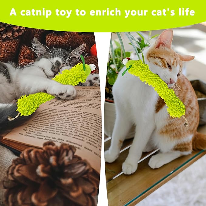 1 Pack Catnip Toys, Soft Cat Pillows Toys, Kitten Caterpillar Catnip Toys,Indoor Interactive Cat Kicker Toys for All Age Cat