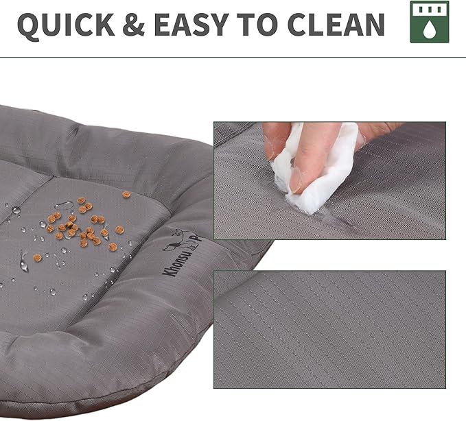 KHONSU PET Durable Dog Bed Tough and Tear Proof Dog Crate Bed, 800lbs Tear Strength PVC-Backed Waterproof Ped Bed Mat Indoor & Outdoor Use for Dogs up to 60 lbs