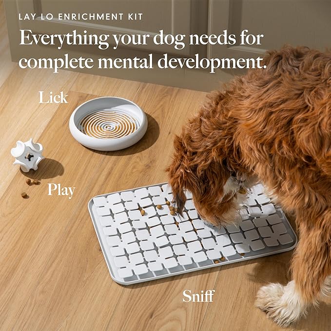 LAY LO Treat Dispensing Dog Toy – Natural Rubber Topple Toy for Chewing, Enrichment & Mental Stimulation | Dog Treat Dispenser Puzzle | Dishwasher Safe | Includes Live Trainer Support