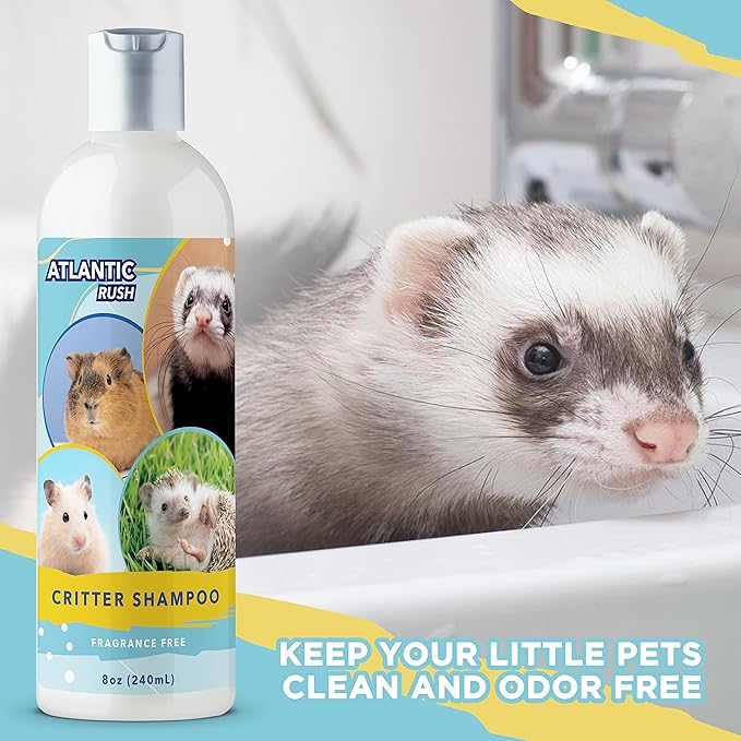 Critter Shampoo for Small Pets -Small Animal Fragrance & Detergent Free Shampoo - Sensitive Skin Shampoo for Ferrets, Guinea Pigs, Rabbits, Hedgehogs, Hamsters & Sugar Gliders (8 oz Fragrance Free)