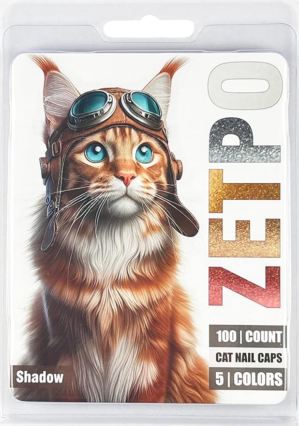 zetpo 100 pcs Cat Nail Caps | Cat Claw Covers | with Adhesives and Applicators (S, Metal Red, Bronze, Gold, Silver, Pearl White)