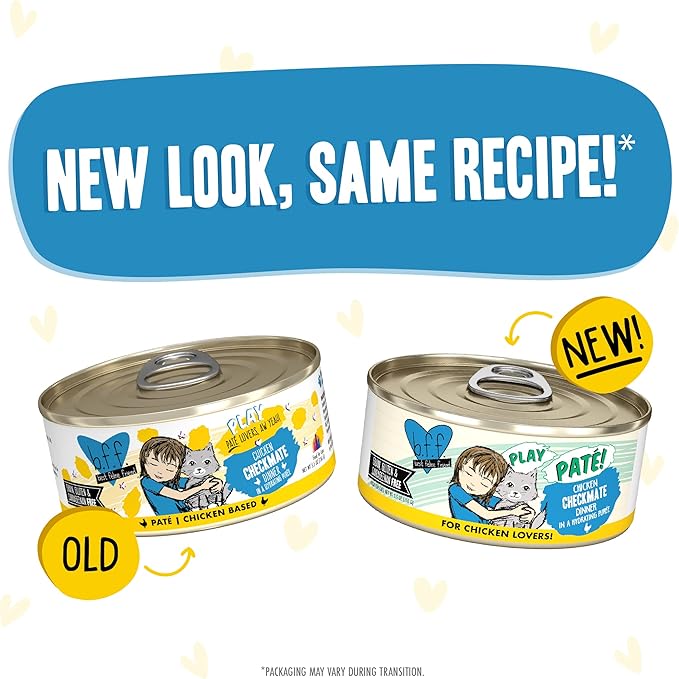 Weruva B.F.F. Play - Best Feline Friend Paté Lovers, Aw Yeah!, Chicken Checkmate with Chicken, 5.5oz Can (Pack of 8)