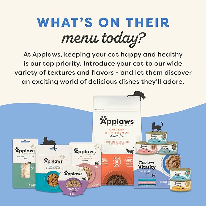 Applaws Vitality Wet Cat Food Paté, Natural Canned Cat Food, Wet Food for Cats with Added Vitamins and Minerals, Grain Free, Carrageenan Free, Fish Variety Selection Paté (12 Count, 2.47 oz Cans)