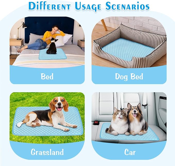 Pet Cooling Mat for Dogs & Cats - Washable Dog Cooling Mat Portable Pet Cool Pads Blanket for Indoor & Outdoor Car Seats