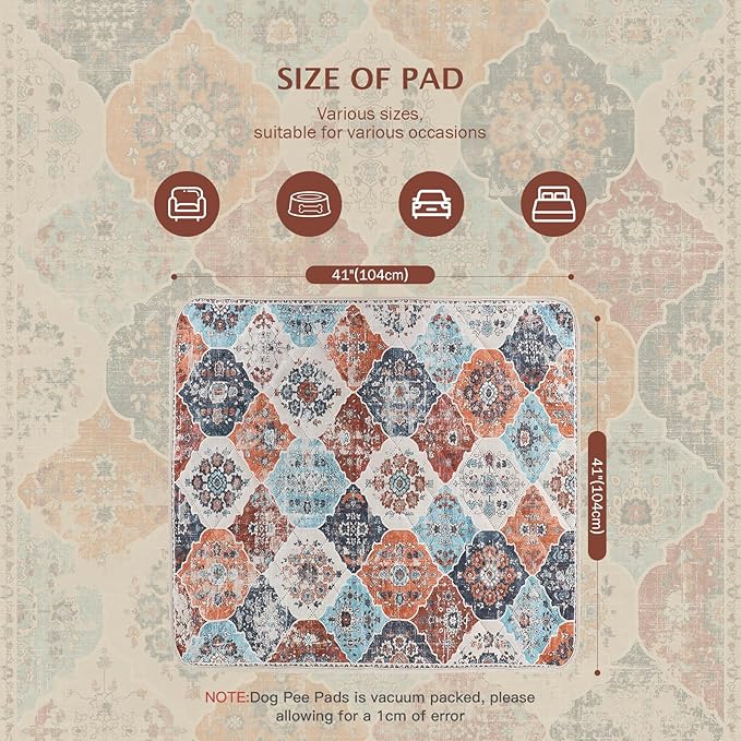 IEUUMLER Washable Pee Pads for Dogs, 2 Pack Reusable Pee Pads for Dogs Non-Slip Grip, Super Absorbent Waterproof Puppy Pads for Potty Training, Playpen, Crate, Whelping Box EU011 (Orange,41" x 41")