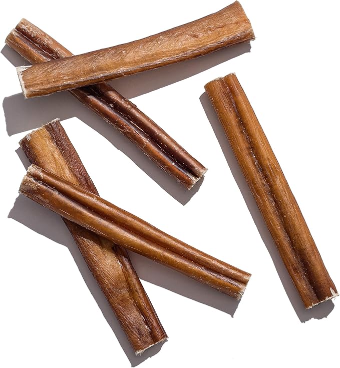 Jack&Pup 6-inch Pizzle Sticks for Dogs (12 Pack) All Natural Jumbo Bully Sticks | Long Lasting Bully Sticks for Medium Dogs