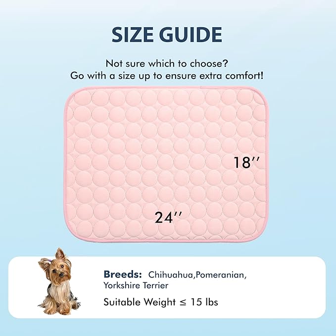 MICROCOSMOS Summer Cooling Mat & Sleeping Pad- Water Absorption Top, Materials Safe, Easy Carry, EZ Clean. Keep Cooling for Pets, Kids and Adults.(Pink, 24" x18")