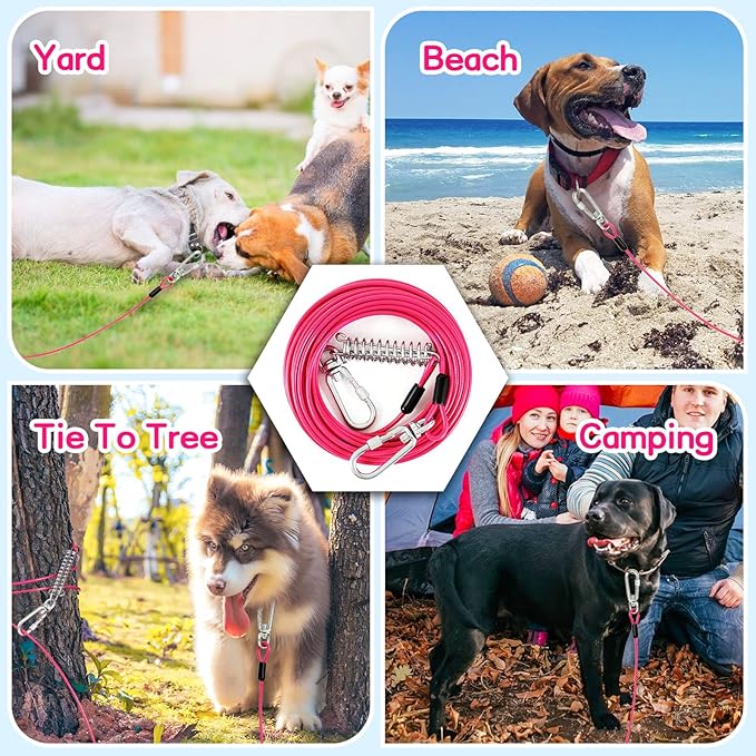 Tie Out Cable for Yards - Heavy Duty, Chew Proof, 10FT for Large Dogs Up to 250lbs