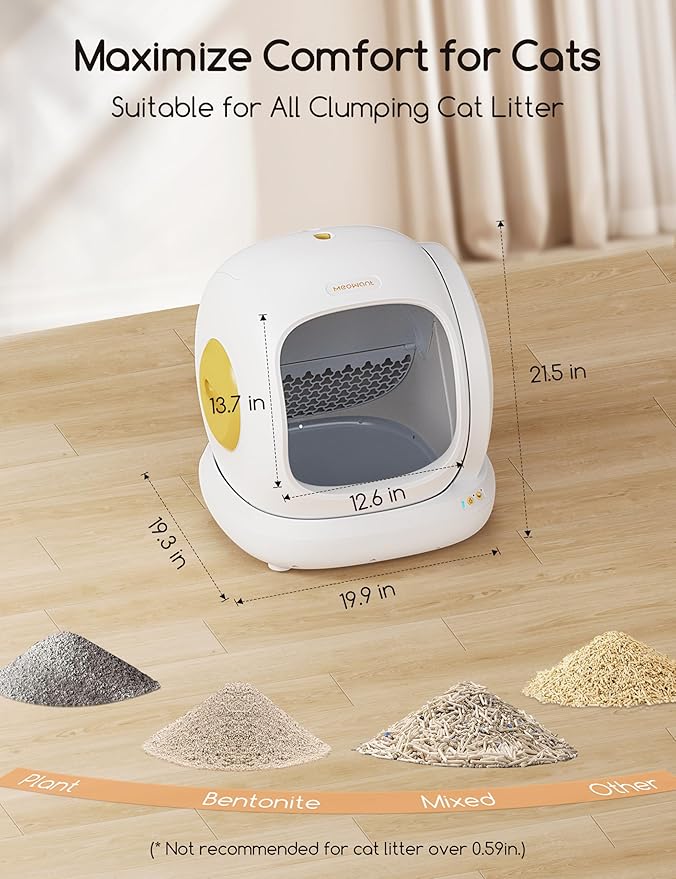 MeoWant Self Cleaning Cat Litter Box, Open-Top Automatic Cat Litter Box with Safety Protection, App Control, Odor-Free, 75L Large Space for Multiple Cats