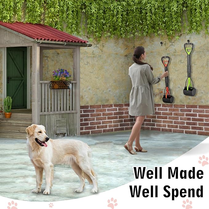 TIMINGILA Pooper Scooper 2 Pack, 28" Long Handle No Touch Dog Pooper Scooper for Large Medium Small Dogs, Durable Spring & Lightweight, Waste Pickup Tool for Dogs in Lawns/Grass/Dirt/Gravel