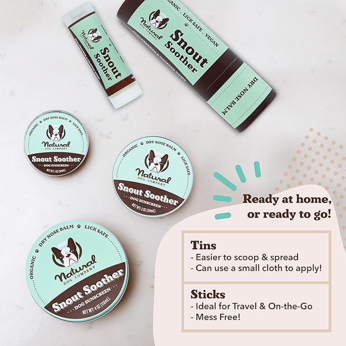 Natural Dog Company Snout Soother Dog Nose Balm, 4 oz. Tin, Dog Balm for Paws and Nose, Moisturizes & Soothes Dry Cracked Noses, Plant Based Nose Cream for Dogs