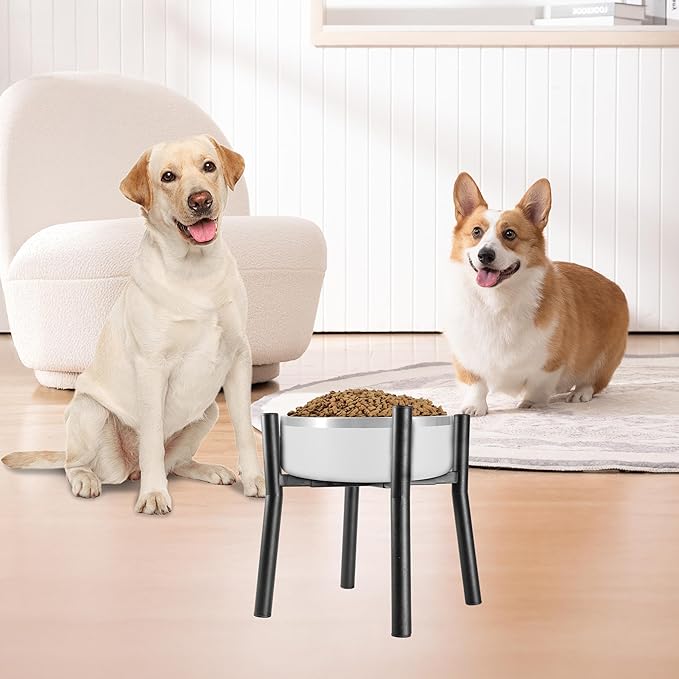 Lifted Dog Bowl Stand - Without Bowls, Single Raise Pet Food Table Adjustable Wide 7-11", Tall 10" - Bowl Stand Size Optional, Dog Bowl Holder Elevated for Small Medium Large Dog Breed