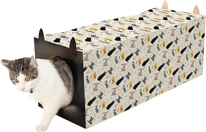 Kitty City Paper Bag Scratchers for Cats, Cat Print Paper Bag Tunnel Scratcher