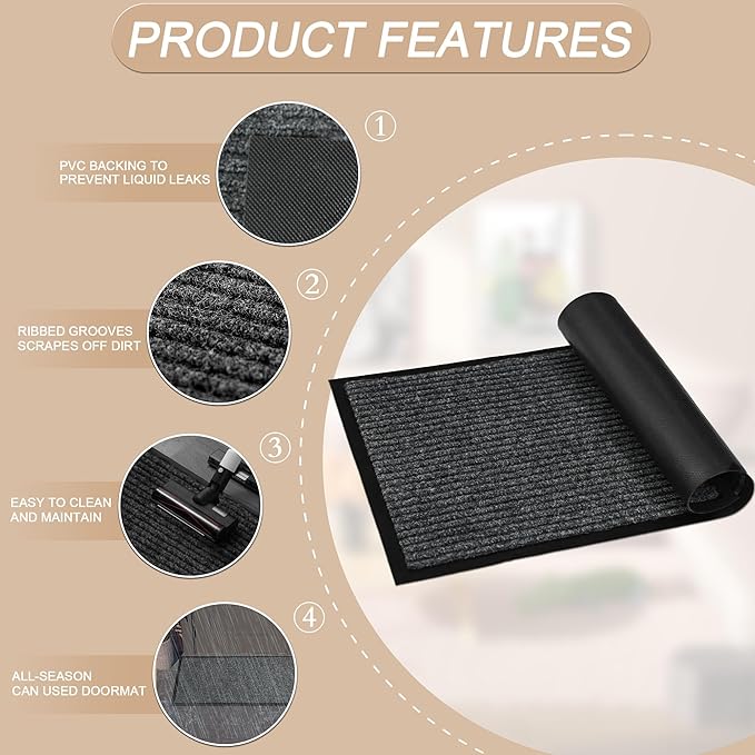 Front Door Mat Outside Entrance, 72" x 24" Sturdy Indoor Outdoor Mats for Entryway, Low Profile Welcome Doormat for Home Entrance, Non Slip Shoe Scraper Mat, Ideal for High Traffic Area
