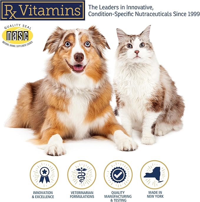 Rx Vitamins NutriFlex for Cats & Dogs - Glucosamine for Dogs Hip and Joint Supplement - with Bovine Collagen and Chondroitin - Joint Pain Relief & Anti Inflammatory for Dogs - Beef Liver (90 Chews)