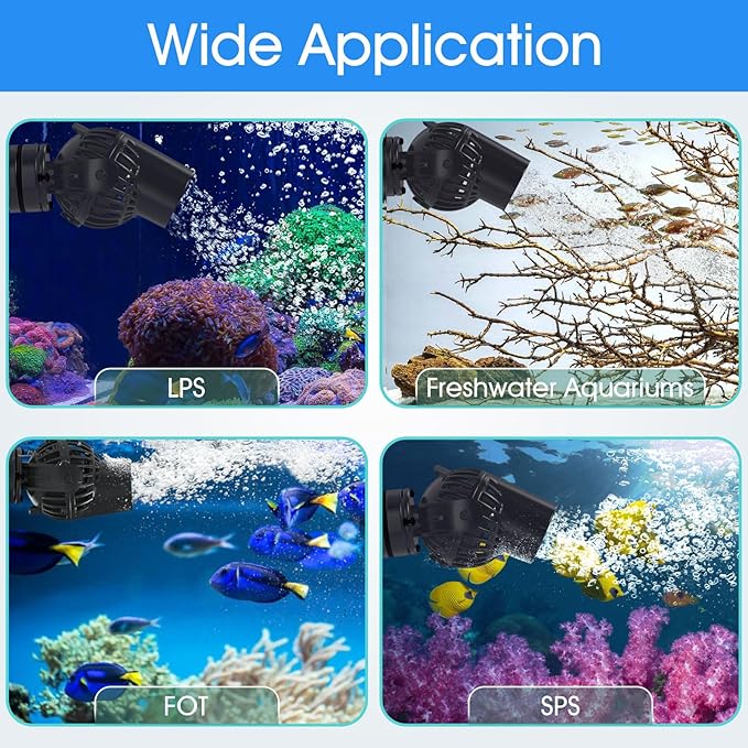 hygger Aquarium Wave Maker Circulation Pump, 1320 GPH Ultra-silence Fish Tank Powerhead with Strong Magnet Suction Base for Freshwater or Saltwater Fish Tank, 360° Rotating Submersible Water Pump