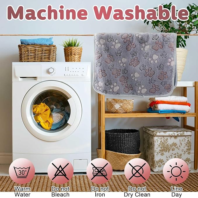 Reginary 4 Pcs Waterproof Guinea Pig Blankets Washable Small Animal Fleece Bedding Absorbent Guinea Pig Cage Liners Reusable Pet Pee Pad Sleep Mat for Hamster Ferret(Adorable Paw,24 x 16 Inch)