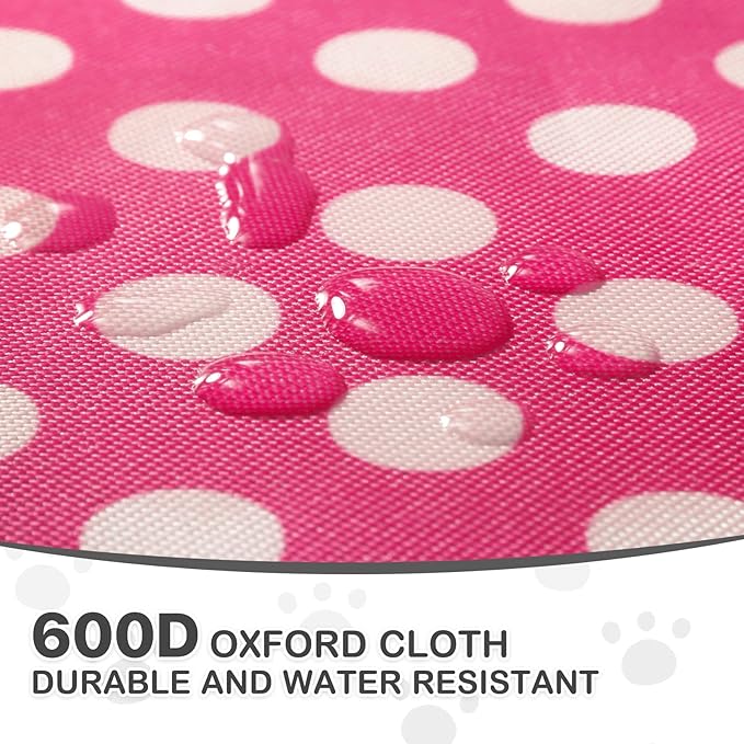 MoNiBloom 3 Wheels Pet Dog Cat Stroller for Small Medium Dogs Cats, Foldable Jogger Stroller w/Storage Basket and Cup Holder, Hot Pink Polka Dots