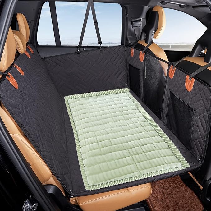 VClife Dog Car Seat Cover for Backseat Extender, Anti Slip Dog Bed Mat Travel Blanket, Pet Friendly Backseat Cover for Cars, SUVs, Small Trucks, Back Seat Extender Protector (Sage Green, 51"×23.6")