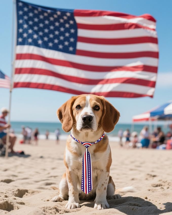 PET SHOW 10 Pack 4th of July Dog Ties Neckties for Large Medium Dogs Adjustable Holiday Grooming Accessories Patriotic Neck Ties Bowties Girl Boy Pets Memorial Day Holiday Party Costumes