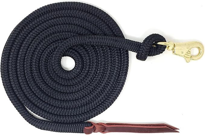 Premium 1/2" Samson Eq Braid Yacht Natural Horse Training Lead Rope with Brass Trigger Bull Snap Available in 12ft, 14ft, and 16ft. Lengths