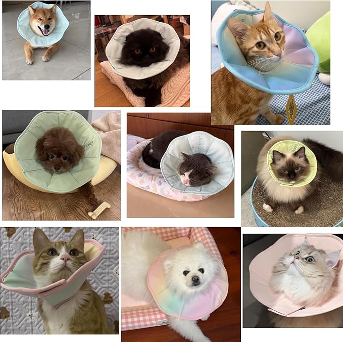 Touchdog Foldable Dog Cone Collar for Cats & Dogs - Adjustable Soft Recovery Collar with Waterproof PU Coating, Lightweight Design, 24.5cm/9.6in Wide Barrier (Green, XS)