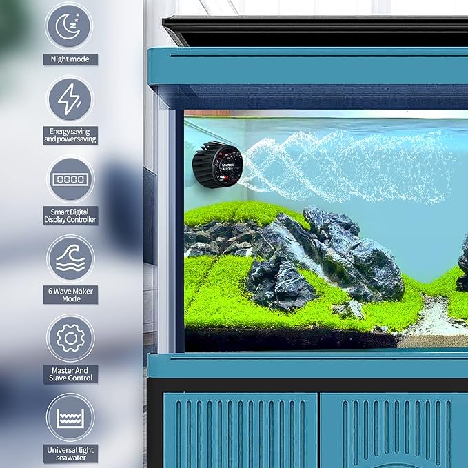 2100 GPH Wave Maker for Aquarium, Ultra Quiet DC 24V Fish Tank Powerhead with Strong Magnet Suction Base, Circulation Water Pump Wavemaker with Controller and LED Display for 30-70 Gallon Tank