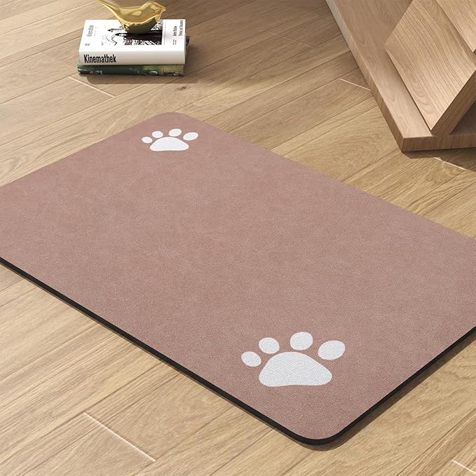 Pet Feeding Mat-Absorbent Dog Mat for Food and Water Bowl-No Stains Quick Dry Water Dispenser Mat-Dog Accessories Pet Supplies-Bowl for Messy Drinkers(Dusty Pink,17"x28"