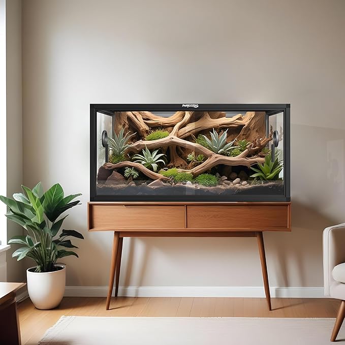 50 Gallon Bearded Dragon Tank, Reptile Enclosure for Easy Maintenance, Front Opening Reptile Tank with Top Screen Ventilation & Glass Sliding Door 36''x18''x18''