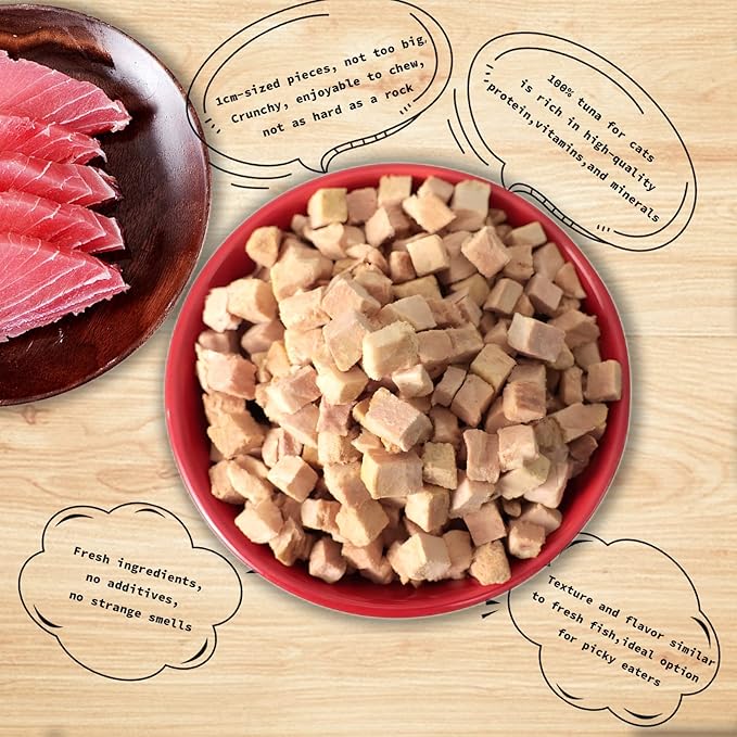 Freeze Dried Cat Treats - 100% Tuna Grain Free Raw - Natural Balance Limited Ingredient High Protein Cat Snacks 130g/4.59oz - Picky Eater Challenger