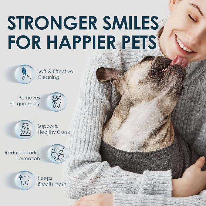 Mooncat Dental Finger Wipes for Dogs & Cats - Easy Teeth Cleaning to Remove Plaque, Tartar & Freshen Bad Breath - Gentle Tooth Wipes for Puppy & Kitten Care - 40 Counts