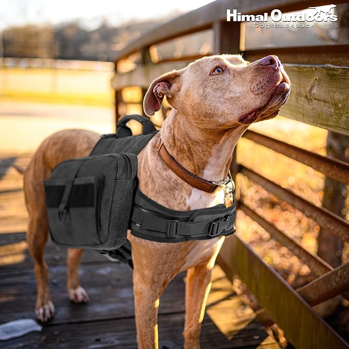 Himal Outdoors Dog Backpack & Saddle Bag, Tactical Hiking Backpack for Large Dogs with Side Pockets & Adjustable Strap