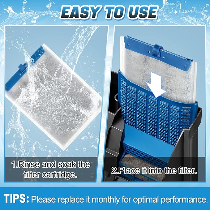 MEWTOGO 12Pcs Large Filter Cartridges for Tetra Whisper Bio-Bag L, Aquarium Replacement Filter with Ultra-Activated Carbon for Tetra Whisper IQ20,30,45,60, PF20,30,40,60, 20i,40i ReptoFilter