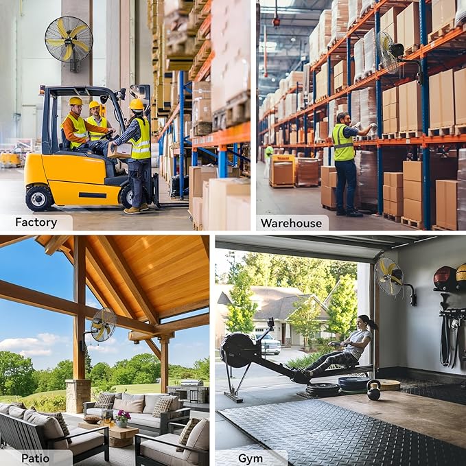 5000 CFM 20" Wall Fan Oscillating, Professional Industrial Wall Mount Fan with 3 Speed for Warehouse, Factory, Workshops, and Garage, UL Listed