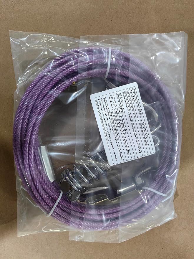 Tie Out Cable for Dog,100FT Dog Leads with Swivel Hook and Shock Spring,Heavy Duty Tie Out Cable for Large Dogs Up to 125lbs,Durable Dogs Runner Tether Line for Outdoor,Yard