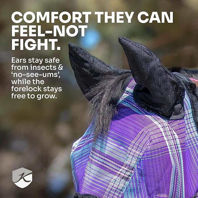 Kensington Signature Fly Mask w/Web Trim, Soft Mesh Ears & Forelock Opening Size: M-Small Horse Color: 121 - Deluxe Black