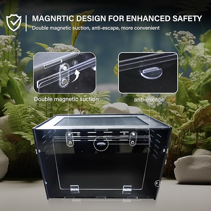 10 Gallon Reptile Tank – Reptile Enclosure for Leopard Geckos, Snakes & Bearded Dragons – Lizard Tank, Hermit Crab & Gecko Habitat