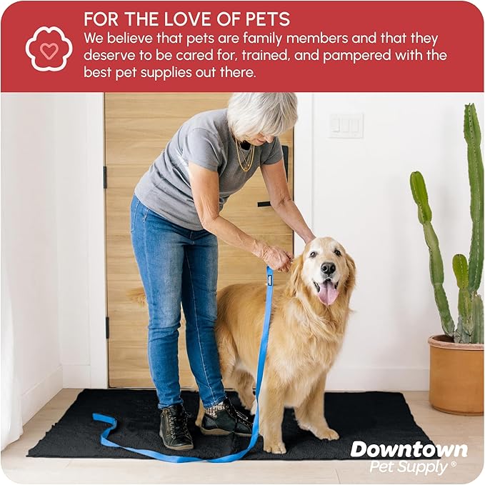 My Doggy Place Microfiber Dog Mat for Muddy Paws, 60" x 36" Black - Non-Slip, Absorbent and Quick-Drying Dog Paw Cleaning Mat, Washer and Dryer Safe - X-Large/Runner