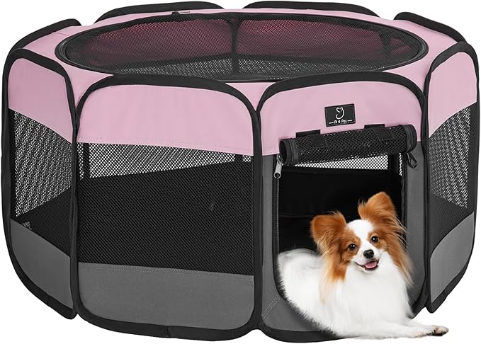 A 4 Pet Portable Cat Play Pen for Cats, 27" Foldable Kitten Playpen for Puppy/Cat/Rabbit/Chick, with Removable Zipper Top & Mesh Panel(11”W × 7.5”H)