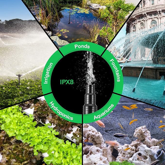 VIVOSUN 3000 GPH Submersible Water Pump with Barrier Bag, 150W Pond Pump, Ultra Quiet Aquarium Pump with 15FT. Lift Height for Pond, Waterfall, Fish Tank, Statuary, Hydroponic