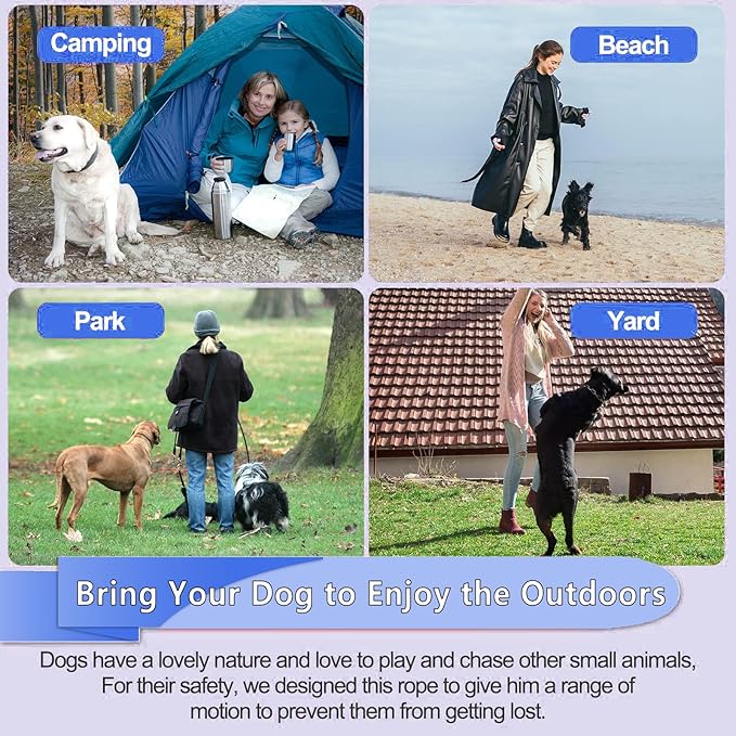 Tie Out Cable for Dogs,50FT Dog Leads,Heavy Duty Tie Out Cable for Large Dogs Up to 125lbs,Durable Dog Runner Tether Line for Outdoor,Yard