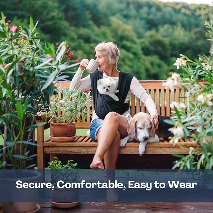 Dog Carriers for Small Dogs, Front Facing Cat Carrier, Hands Free Dog Carrier, Size Adjustable Pet Carrier, Reducing Back Pain, Soft Cotton, Safe Small Dog Carrier (Plus, Charcoal Black)