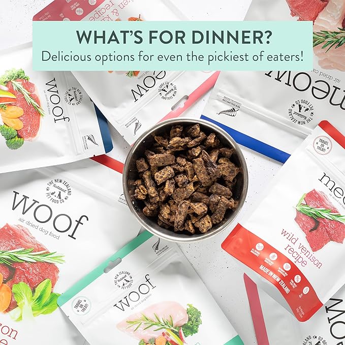 Meow Air Dried Cat Food - Beef & Hoki Recipe,High Protein Dry Cat Food, Training Treats, Meals & Toppers,3.5oz