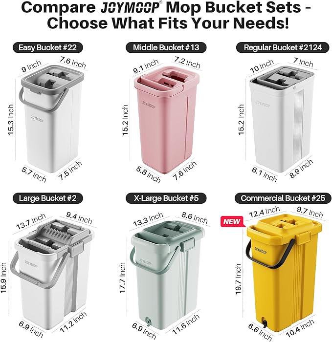 JOYMOOP Mop and Bucket Set with Wringer, Flat Mops for Floor Cleaning, Wall Mop Cleaner with Long Handle, Hardwood Floor Mop with 6 Microfiber Pads