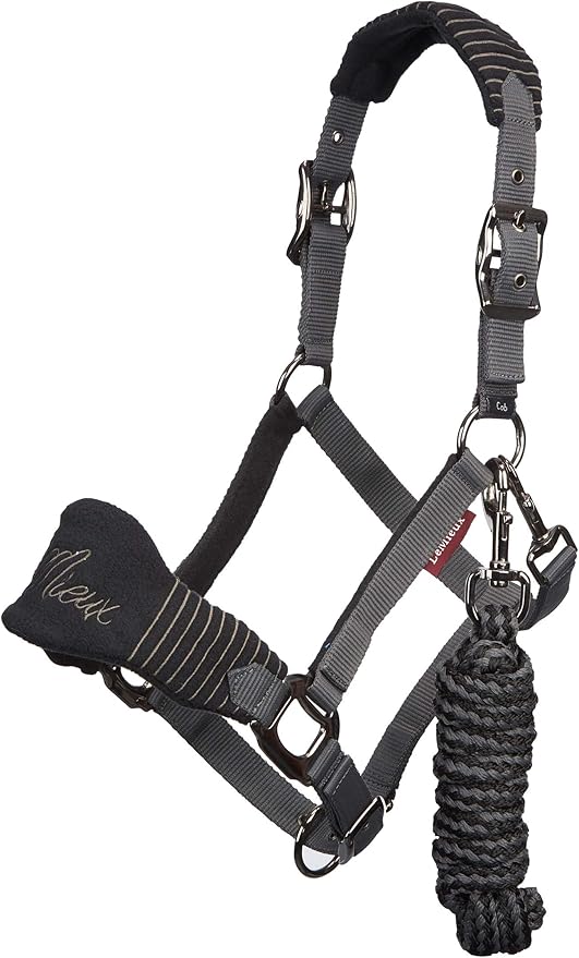 LeMieux Vogue Fleece Headcollar - Halter & Leadrope - Extra Padding, Adjustable at Curb and Poll Strap